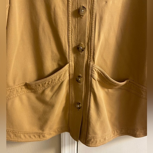 J Jill barn jacket shacket camel color button front cotton Medium Petite - Picture 4 of 8